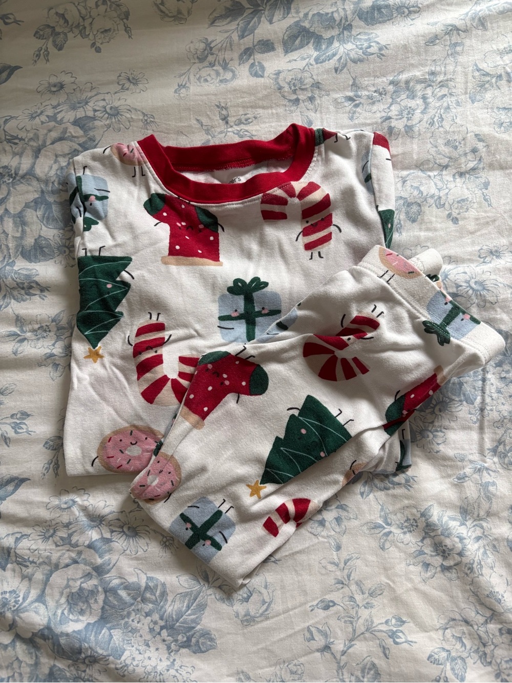 Carter's White, Red & Green Holiday Kids Pajama Set